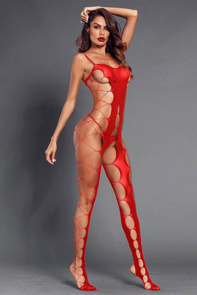 Conjunto rojo con agujeros