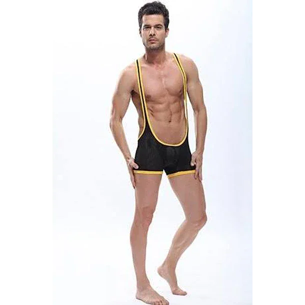 Boxer Negro Y Amarillo Con Tirantes Talla L